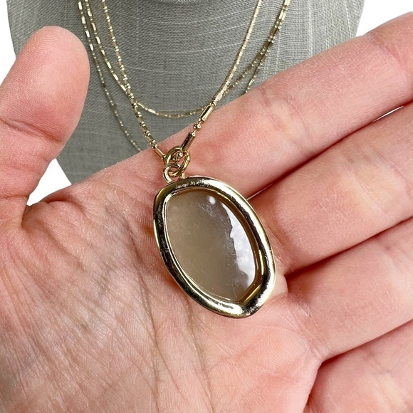 Baublebar Oval Druzy Gold Tone Multi Chain Layered Necklace - Picture 4 of 11